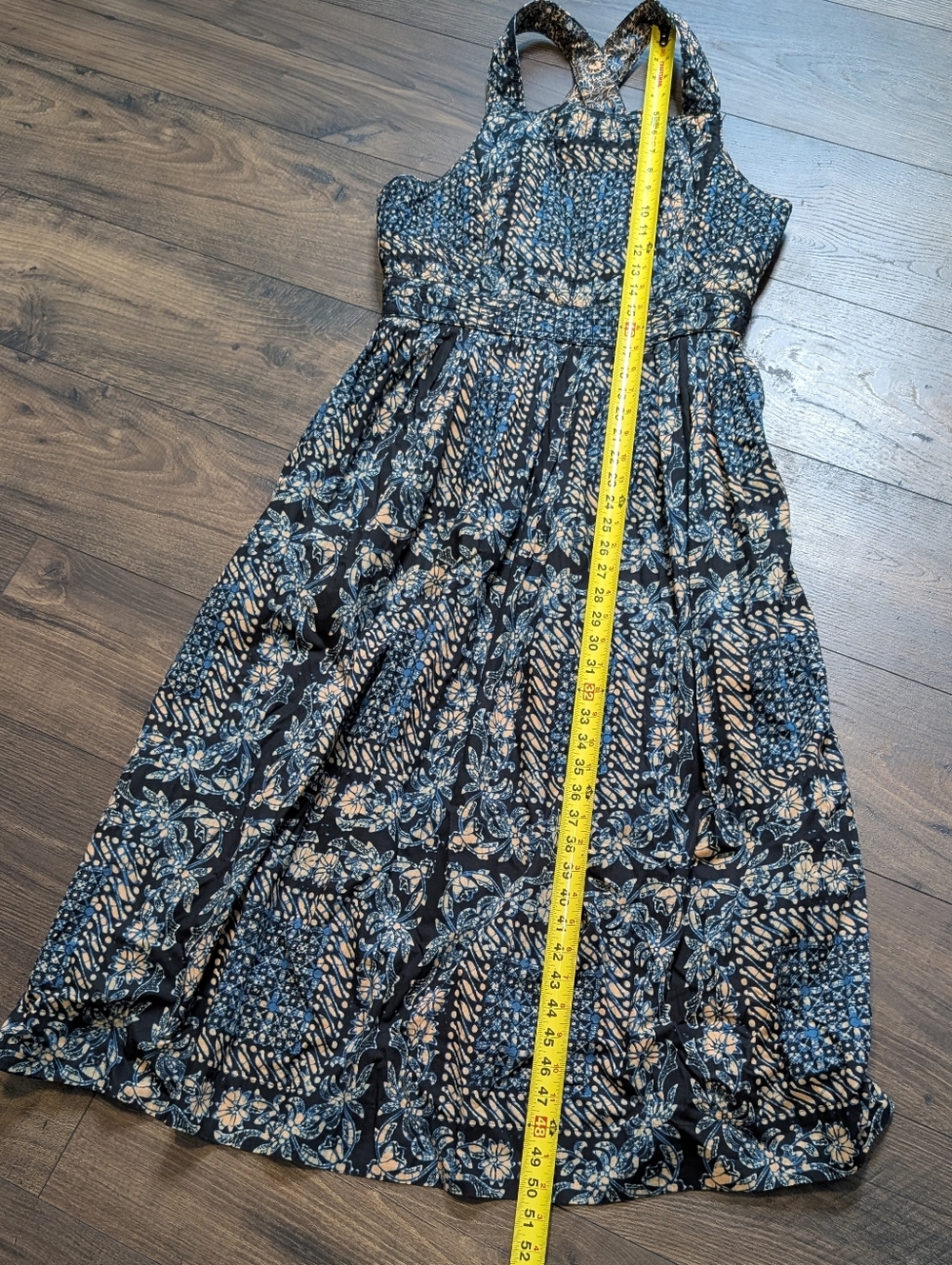 Ulla Johnson Kerani Cutout Back Navy and Cream Printed Midi Dress Size 12 - Picture 5 of 11